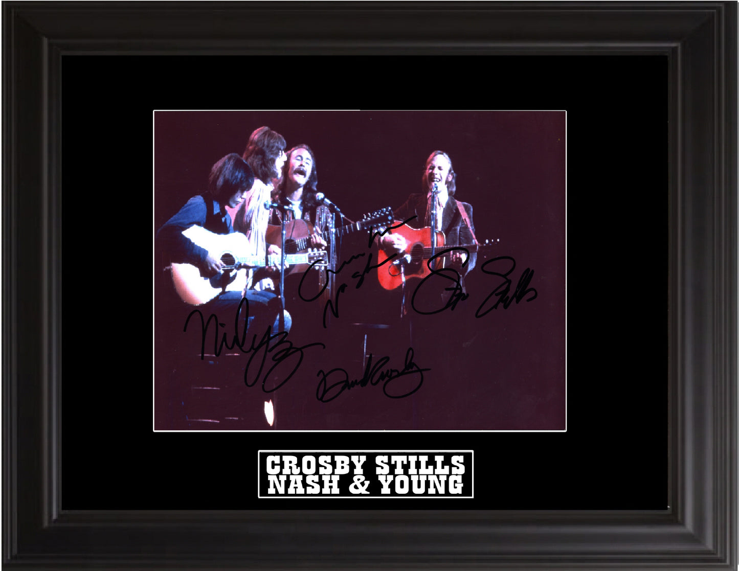 Crosby , Stills , Nash & Young Autographed Photo - Zion Graphic Collectibles