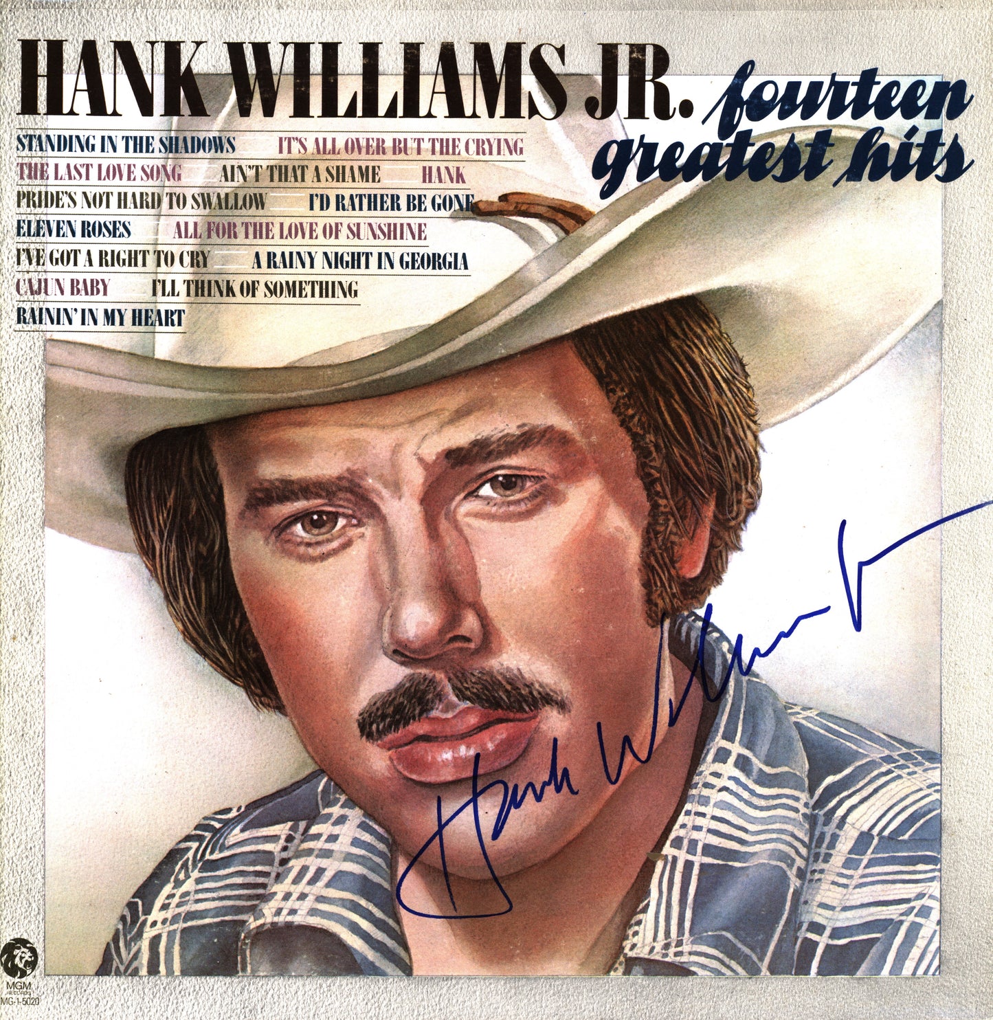 Hank Williams Jr Autographed LP - Zion Graphic Collectibles