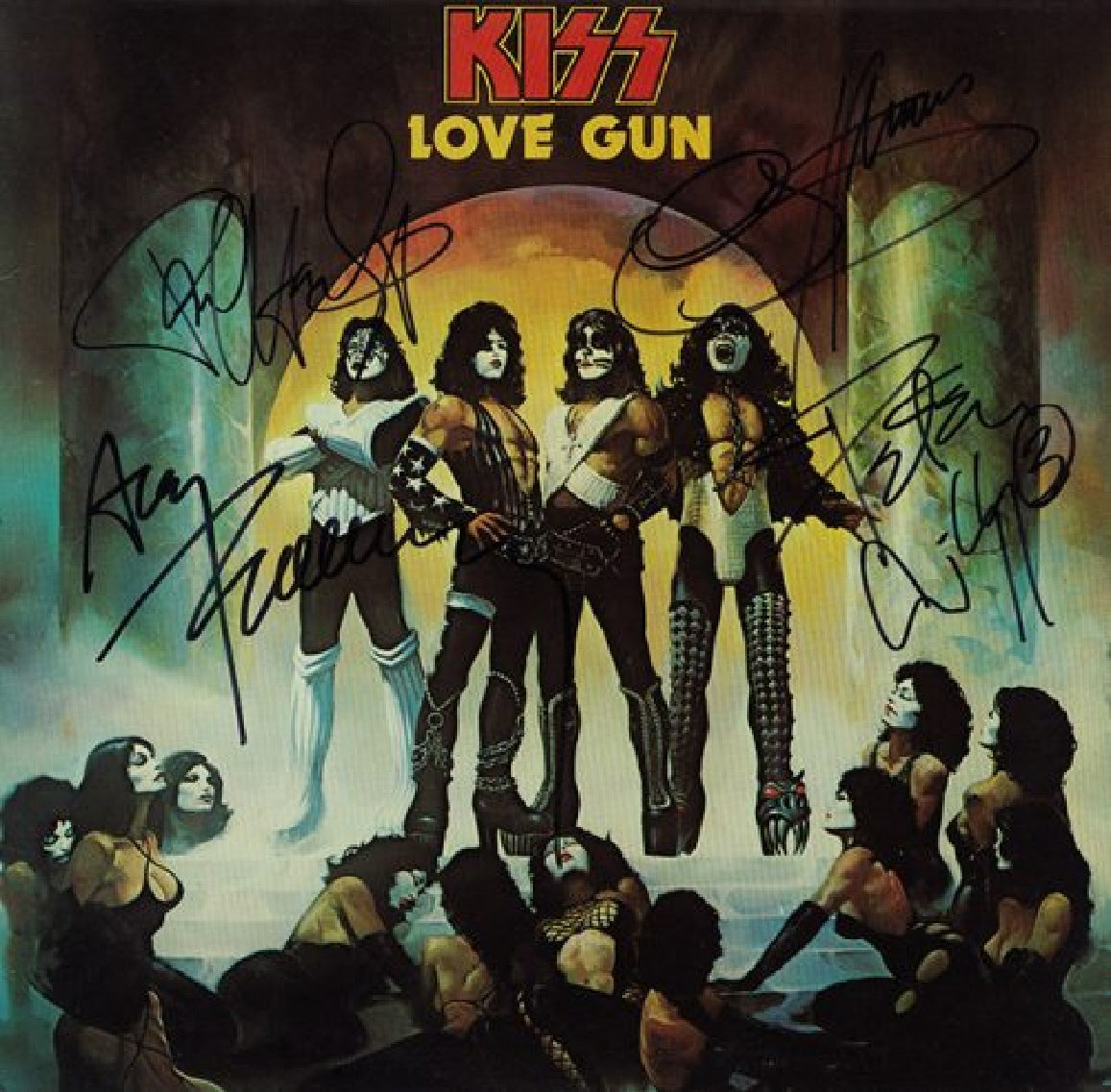 Kiss Autographed lp Love Gun - Zion Graphic Collectibles