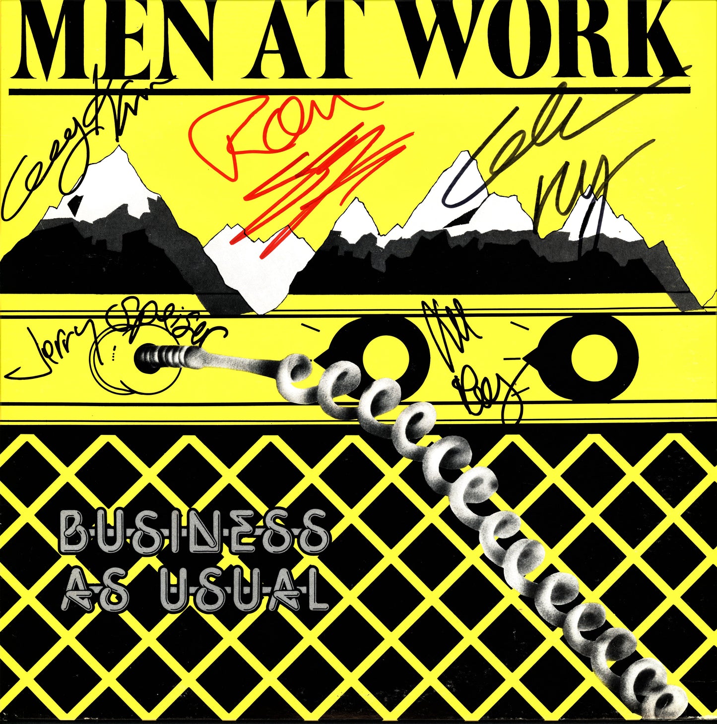 Men At Work Band Signed Business As Usual Album - Zion Graphic Collectibles