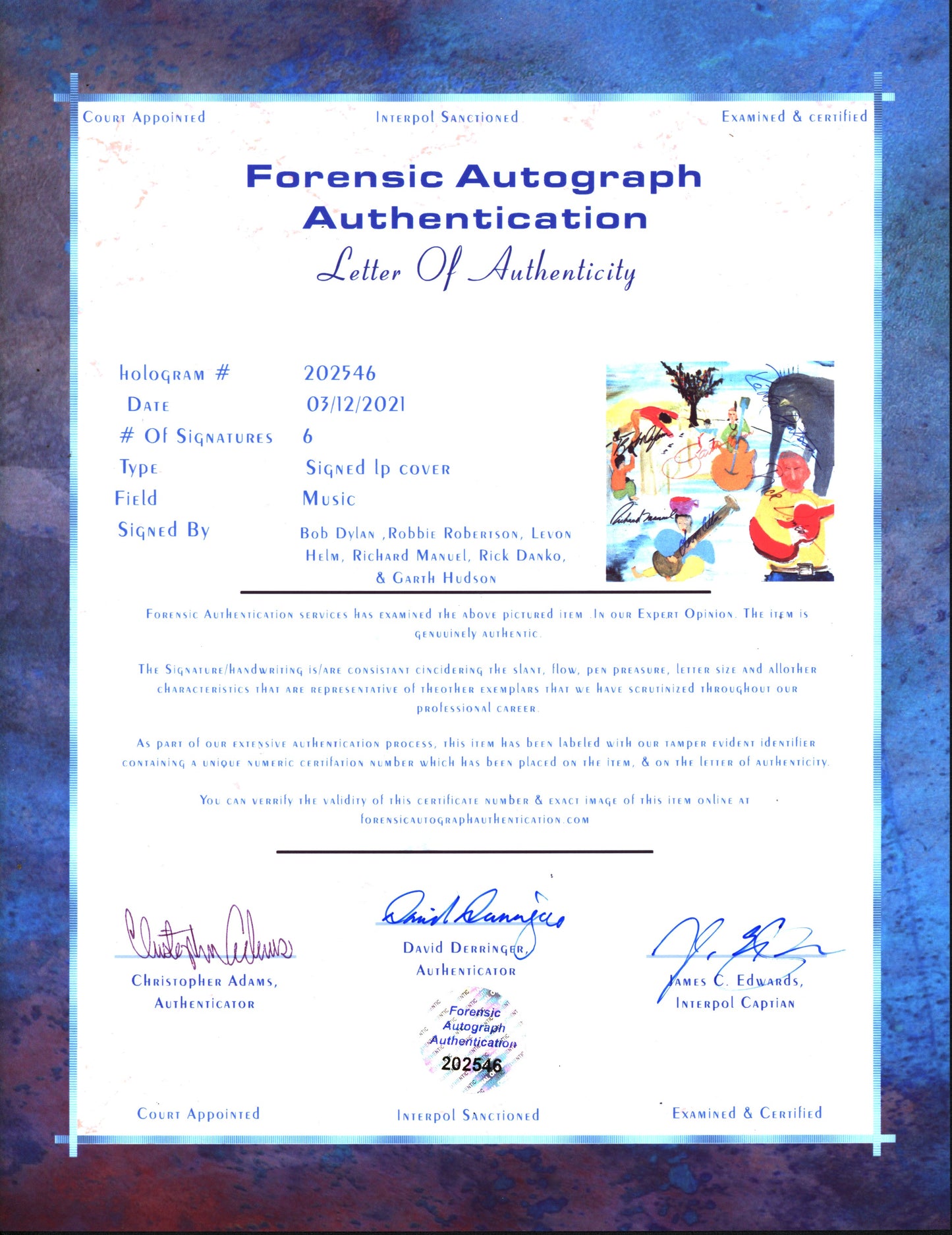 The Band Music From Big Pink Signed LP - Zion Graphic Collectibles