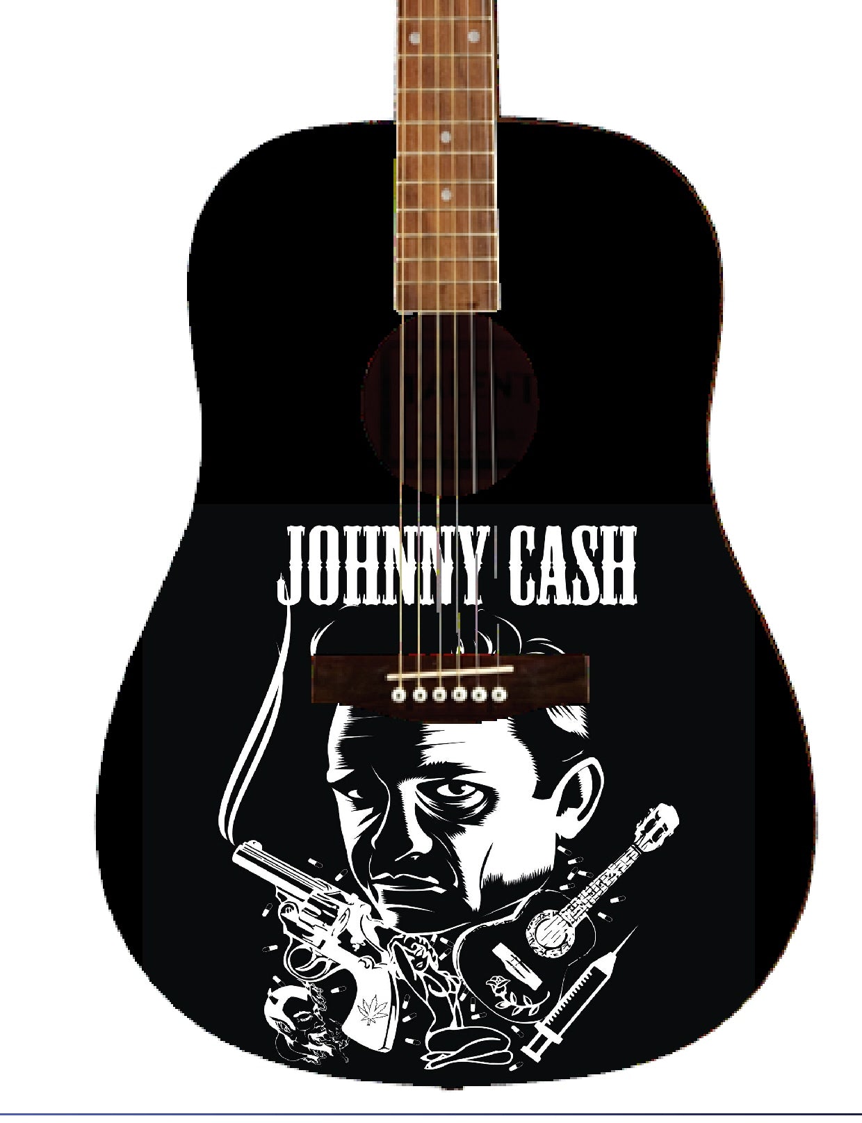 Johnny Cash Custom Guitar - Zion Graphic Collectibles