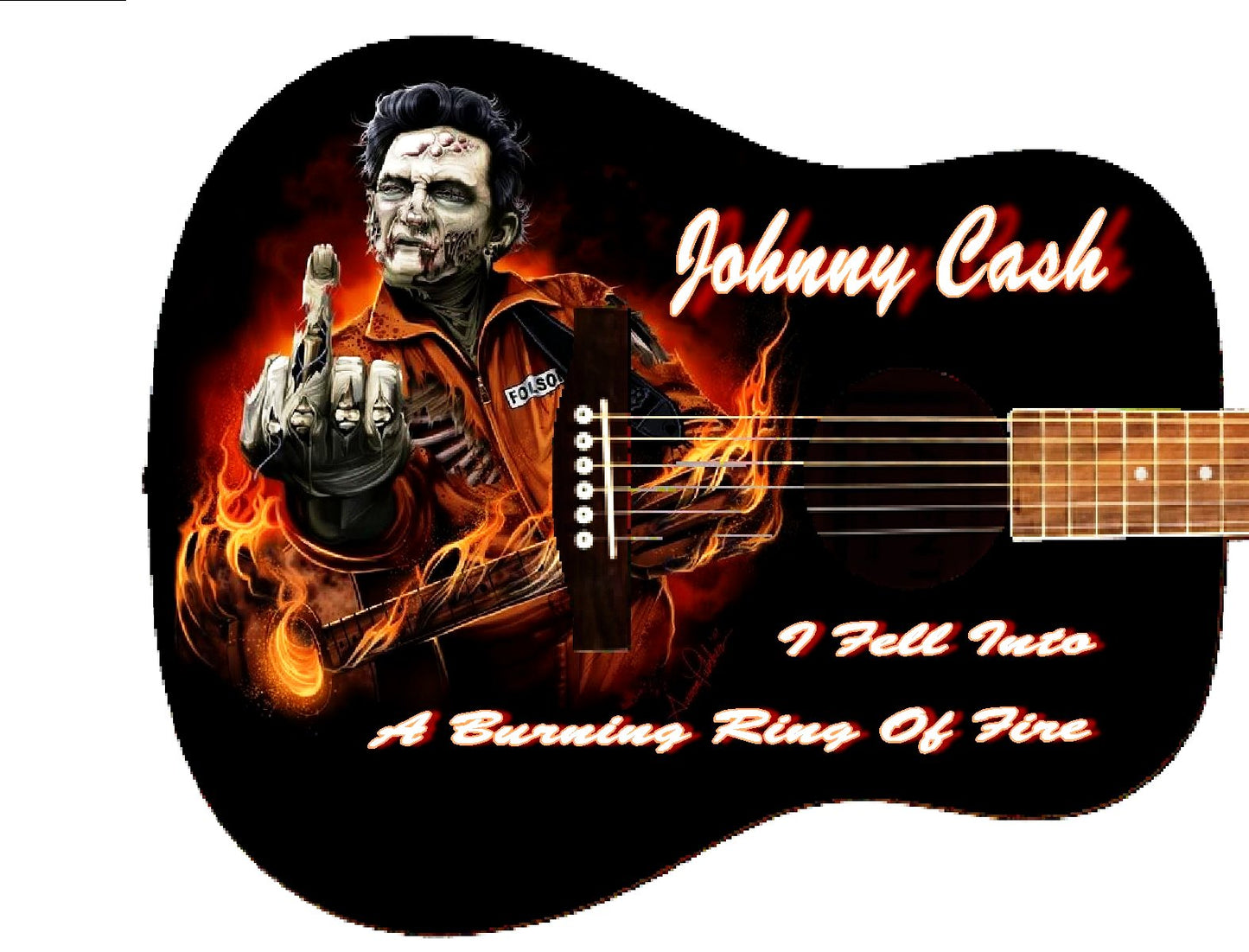 Johnny Cash Custom Guitar - Zion Graphic Collectibles