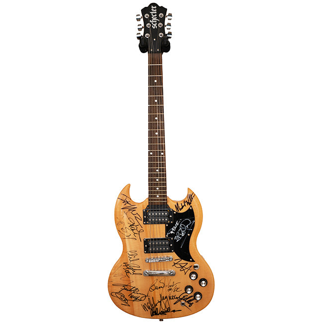 AC/DC,  Metallica, & Queensryche Band Autographed guitar - Zion Graphic Collectibles