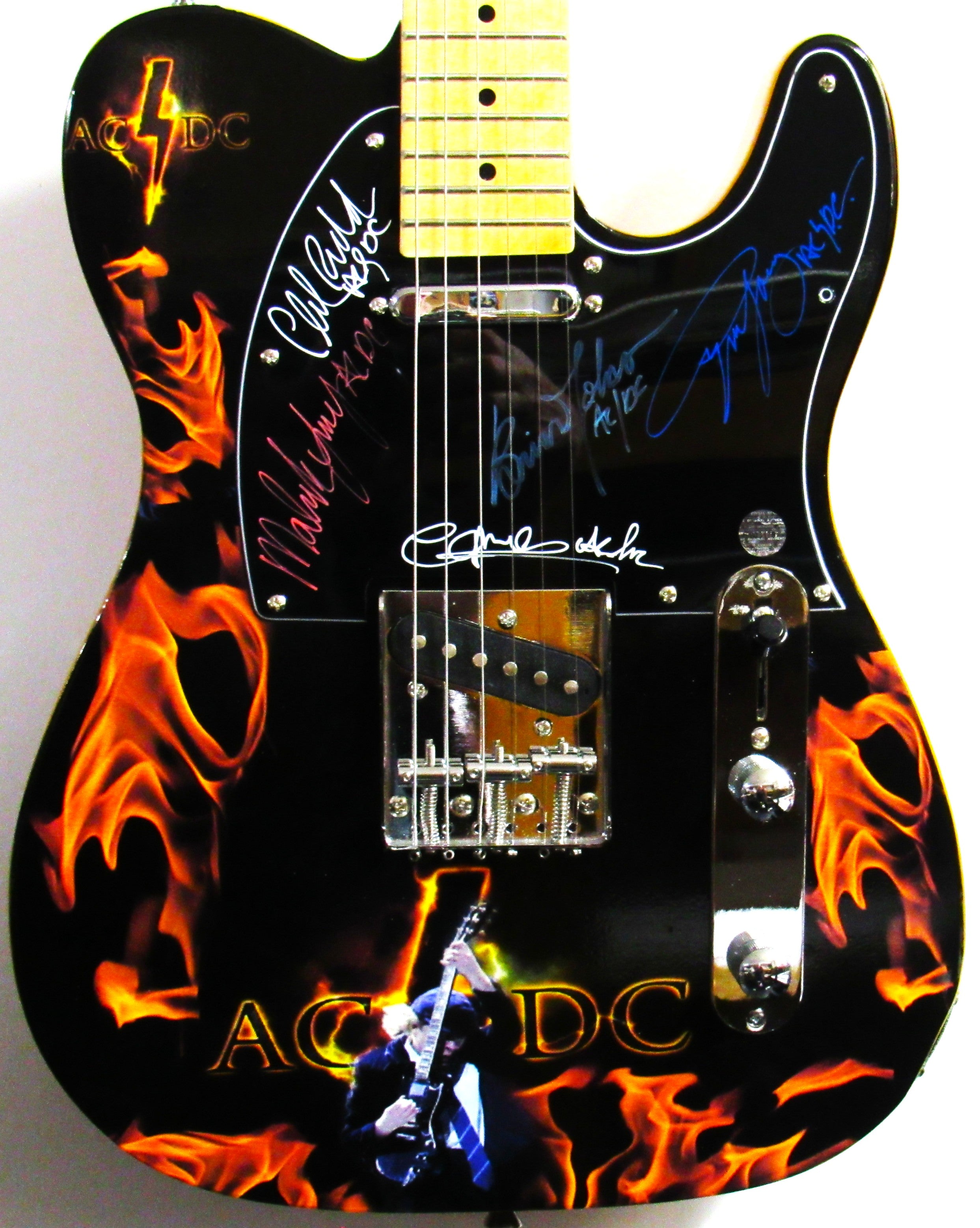 AC/DC Multi-Signed Autographed Guitar Band Memorabilia