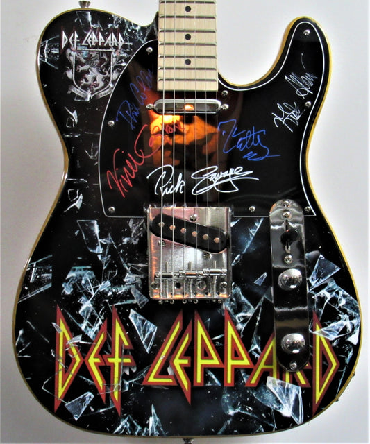 Def Leppard Autographed Custom Guitar - Zion Graphic Collectibles