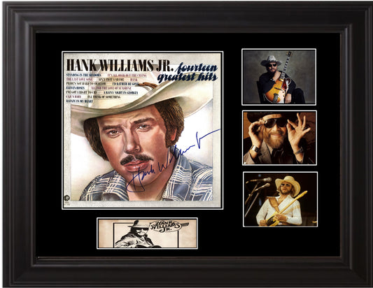Hank Williams Jr Autographed LP - Zion Graphic Collectibles