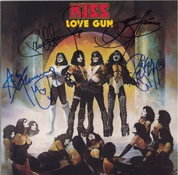 Kiss Autographed lp Love Gun loading=