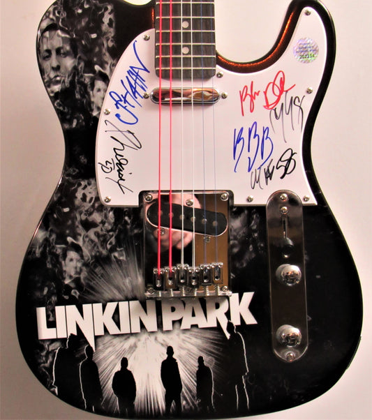 Linkin Park Autographed Guitar - Zion Graphic Collectibles