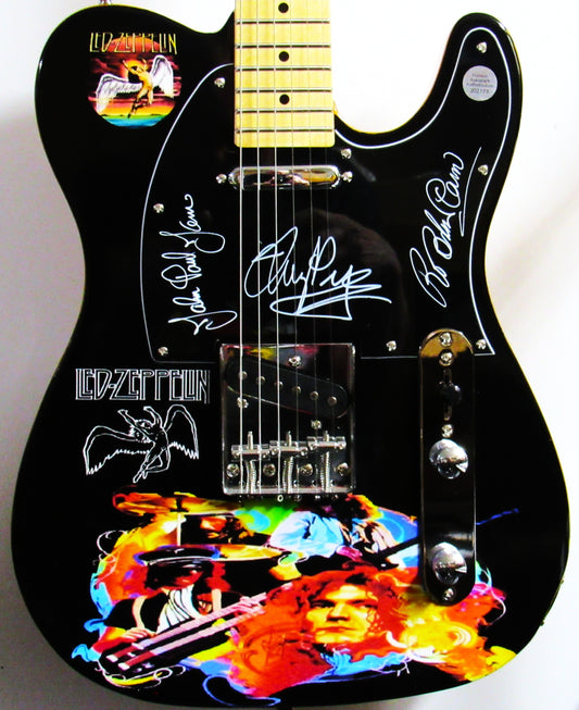 Led Zeppelin Autographed Custom Guitar - Zion Graphic Collectibles