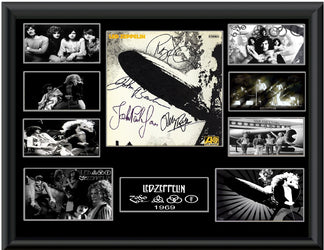 Led Zeppelin Autographed LP Framed Band Memorabilia Collectible loading=