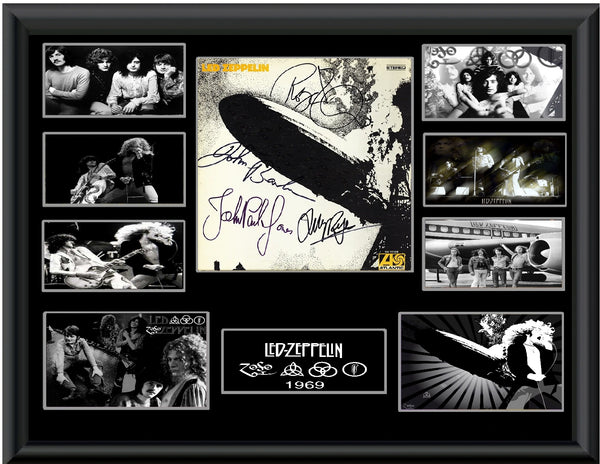 Led Zeppelin Autographed LP Framed Band Memorabilia Collectible