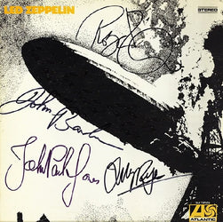 Led Zeppelin Autographed LP Framed Band Memorabilia Collectible loading=