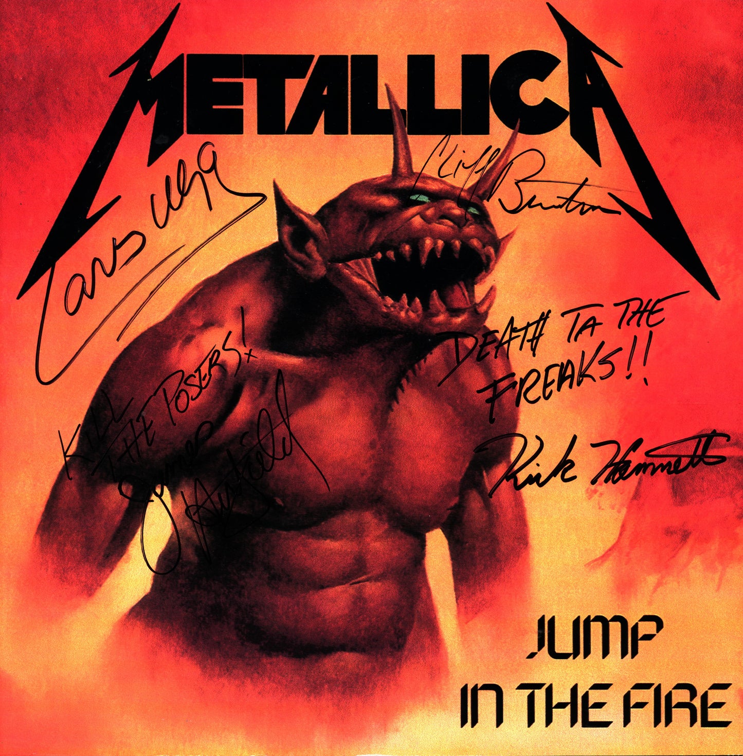 Metallica Autographed Jump In The Fire 12" Single - Zion Graphic Collectibles