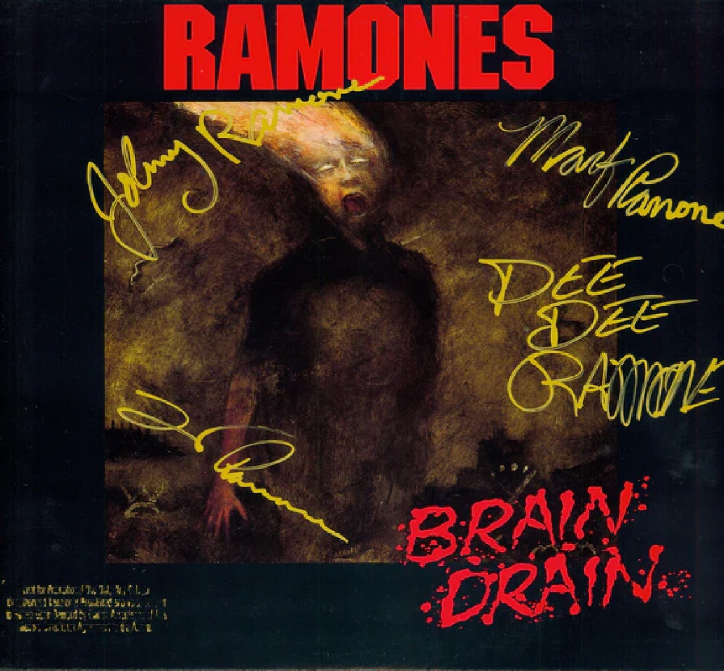 Ramones Autographed LP Brain Drain - Zion Graphic Collectibles
