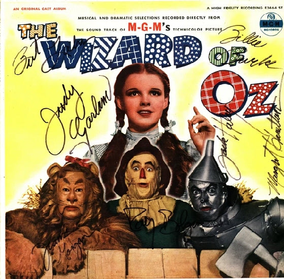 Wizard of Oz Autographed Framed LP Cast Signed Memorabilia