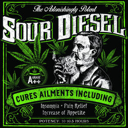 Sour Diesel Strain - Blacklight Sticker - Zion Graphic Collectibles