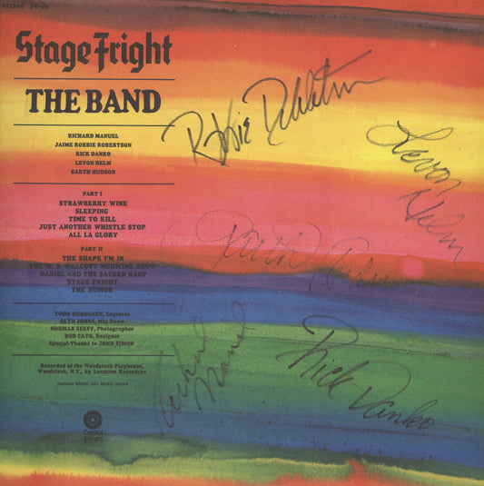 The Band Autographed LP Stage Fright - Zion Graphic Collectibles
