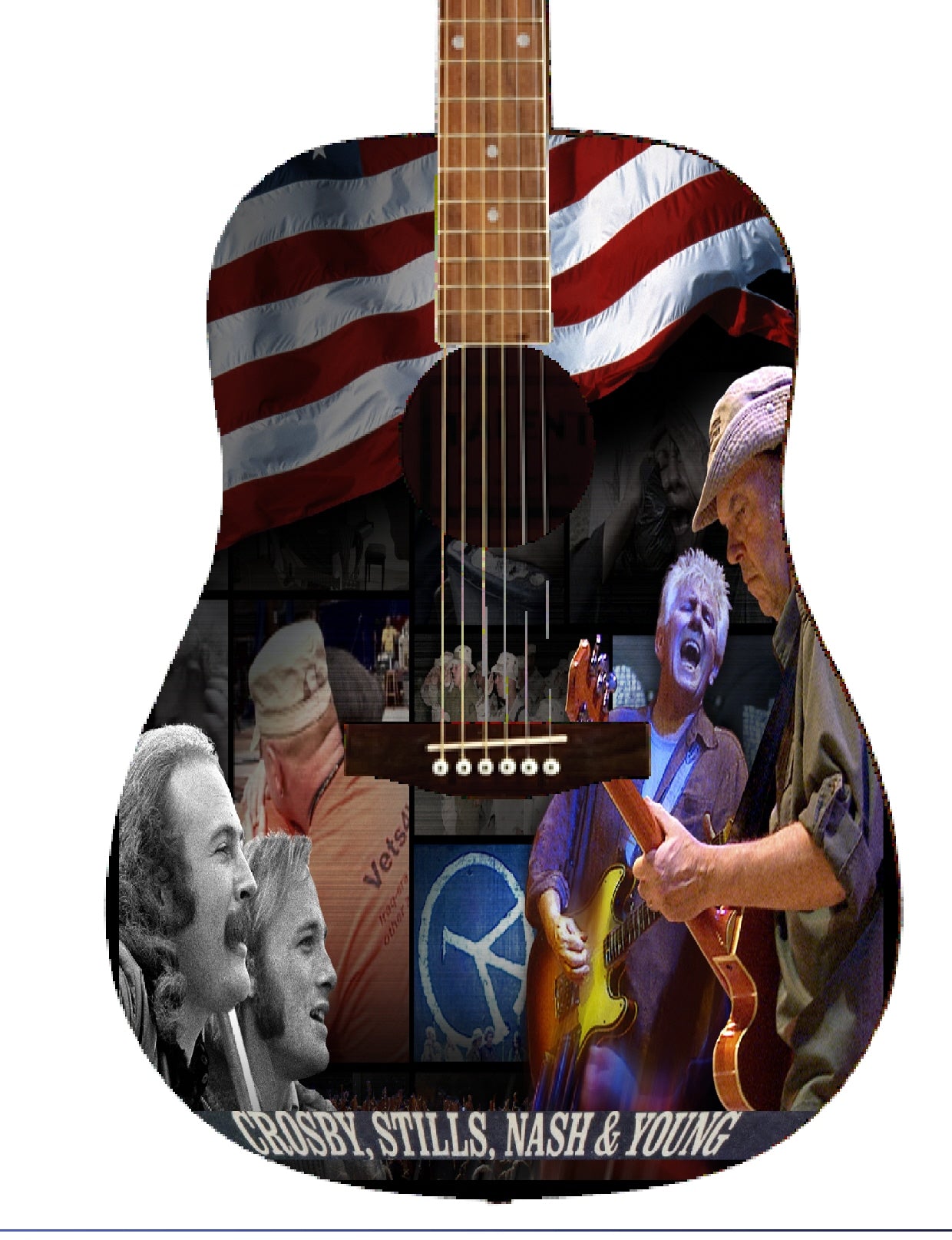 Crosby , Stills , Nash & Young Custom Guitar - Zion Graphic Collectibles