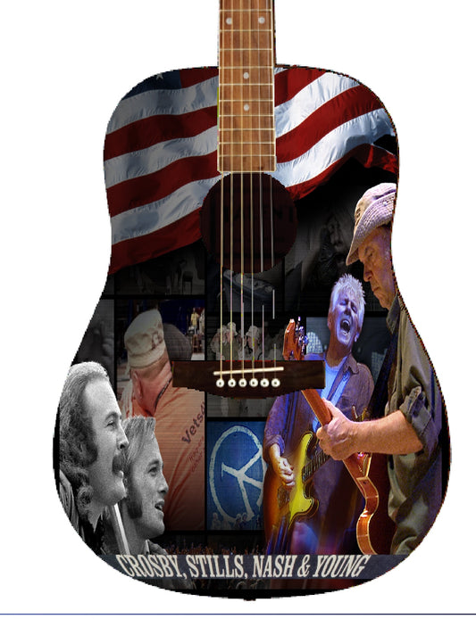 Crosby , Stills , Nash & Young Custom Guitar - Zion Graphic Collectibles