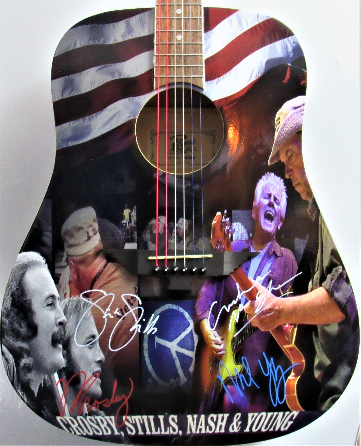 Crosby Stills Nash & Young Autographed Guitar - Zion Graphic Collectibles
