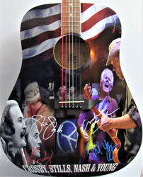Crosby Stills Nash & Young Autographed Guitar - Zion Graphic Collectibles