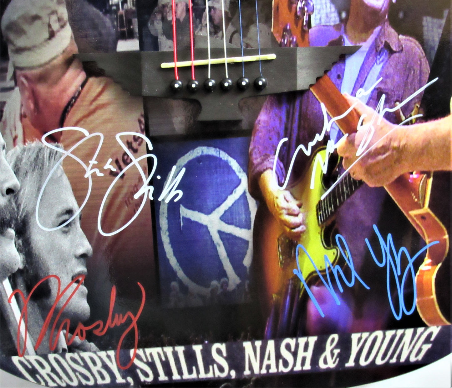 Crosby Stills Nash & Young Autographed Guitar - Zion Graphic Collectibles