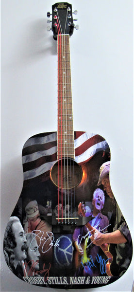 Crosby Stills Nash & Young Autographed Guitar - Zion Graphic Collectibles