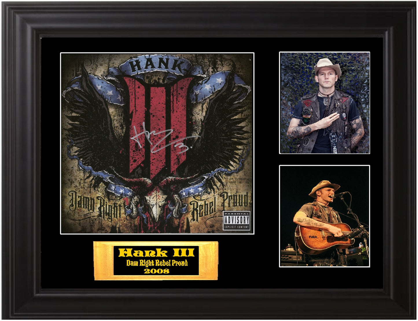 Hank 3 Autographed LP Flat - Zion Graphic Collectibles