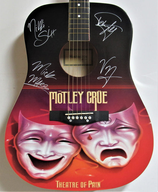 Motley Crue "Theatre Of Pain" Autographed Guitar - Zion Graphic Collectibles