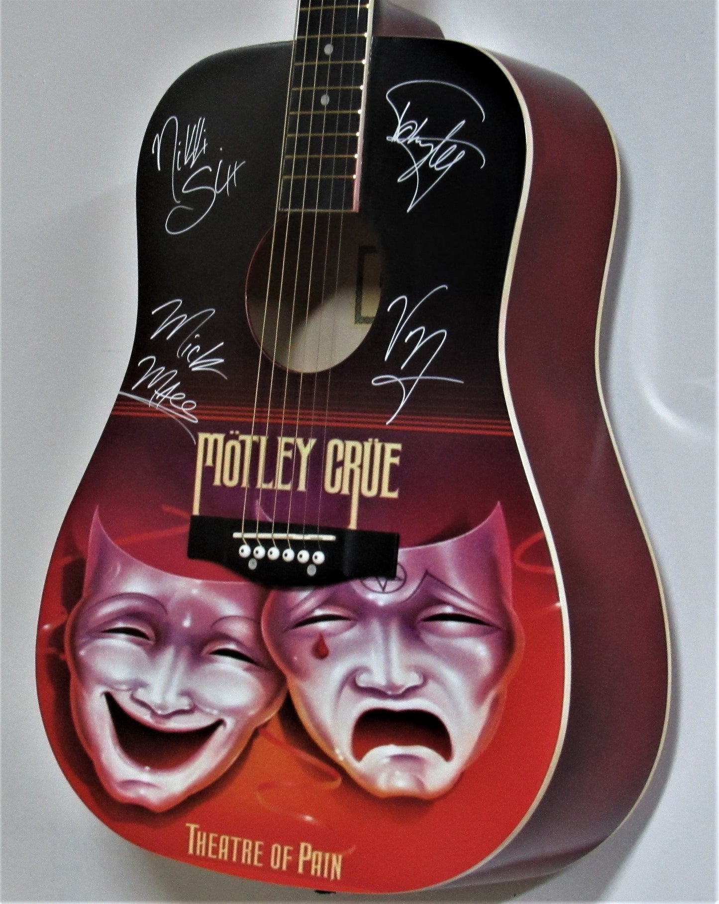 Motley Crue "Theatre Of Pain" Autographed Guitar - Zion Graphic Collectibles