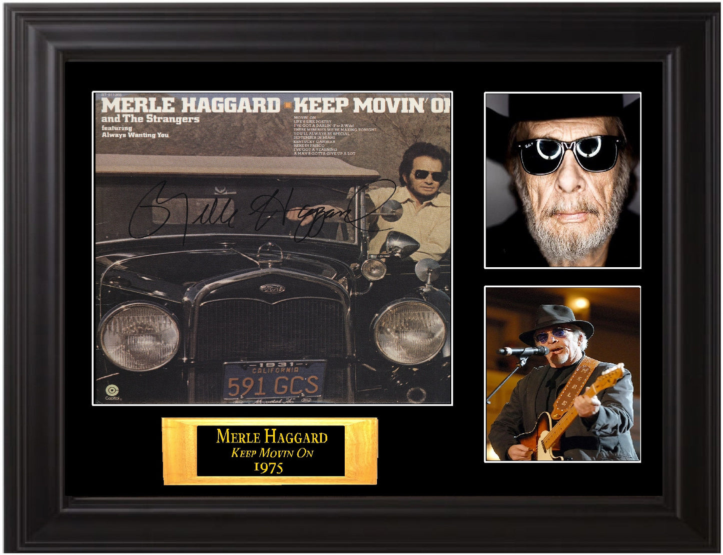 Merle Haggard Autographed Lp "Keep Movin' On" - Zion Graphic Collectibles