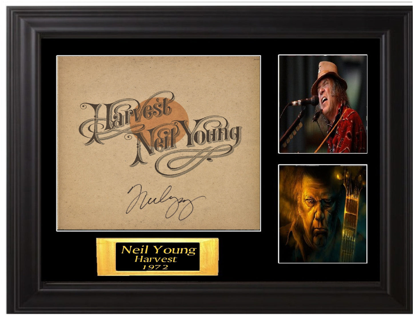 Neil Young Autographed Harvest LP - Zion Graphic Collectibles